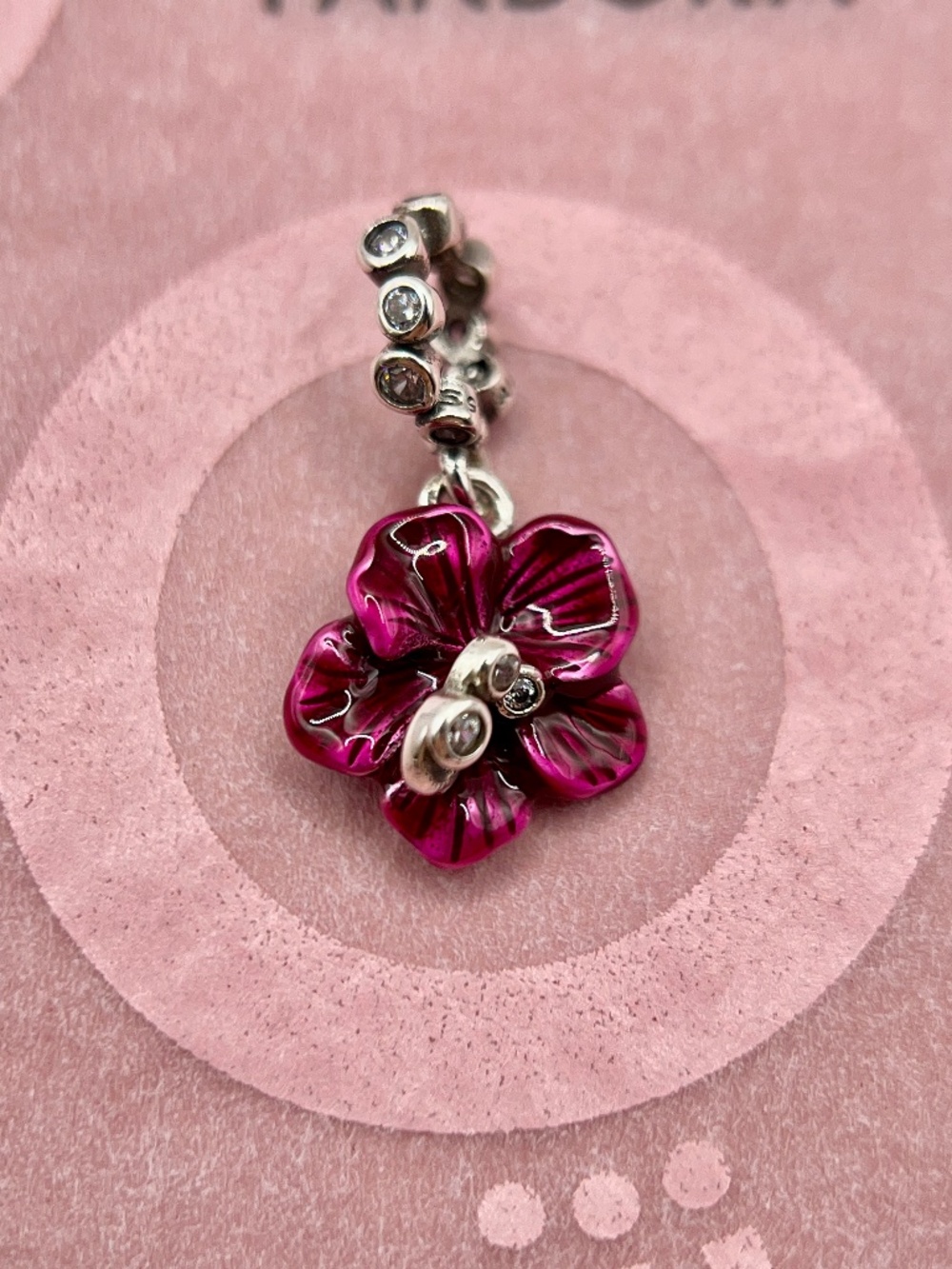 Pandora Hibiscus Flower Silver Dangle Charm